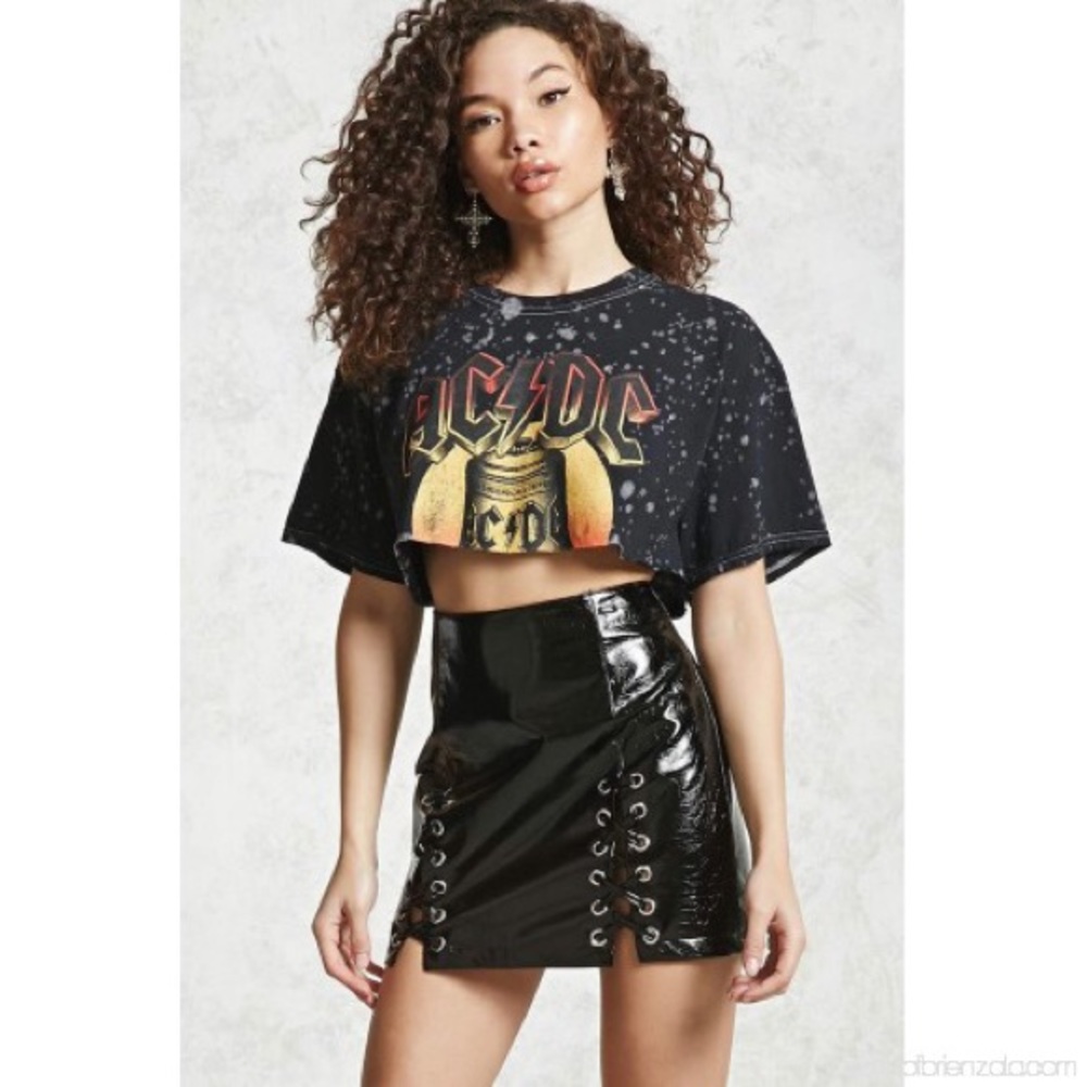 Faux Patent Leather Mini-Skirt